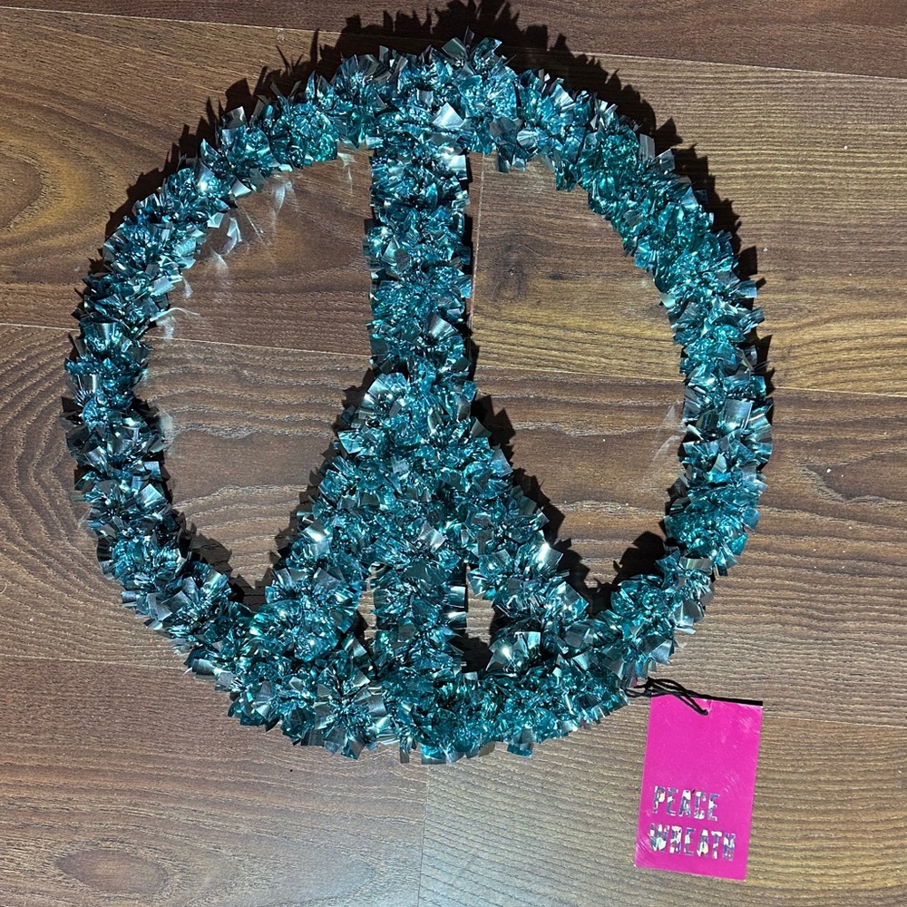 Urban Outfitters Teal Peace Sign Wall Decor